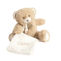 Baby'Nat - Pap'ours Peluche Avec Doudou Ours Miel Beige 25 Cm