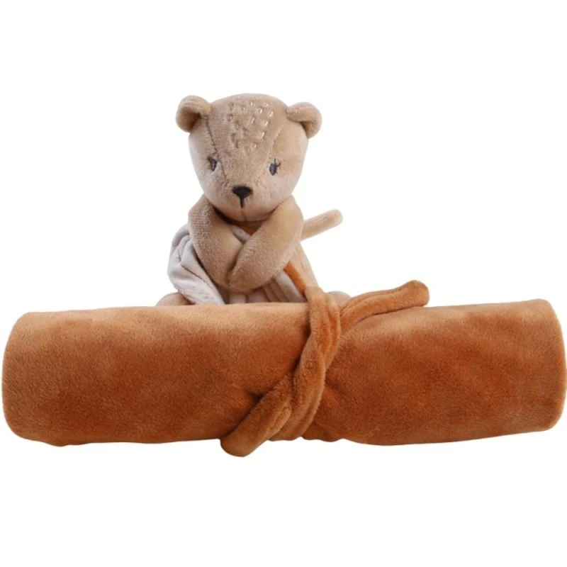 Noukie's - Babou Et Kendi - Doudou Couverture Ours Beige Caramel 50 X 50 Cm 4 Noukie's - Babou Et Kendi - Doudou Couverture Ours Beige Caramel 50 X 50 Cm – Image 4