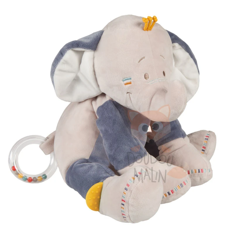 Noukie's Bao & Wapi Peluche D'activité éléphant Gris Bleu 40 Cm 1 Noukie's Bao & Wapi Peluche D'activité éléphant Gris Bleu 40 Cm
