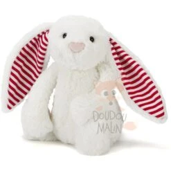 Jellycat Bashful Mini Peluche Lapin Blanc Rayé Rouge 18 Cm