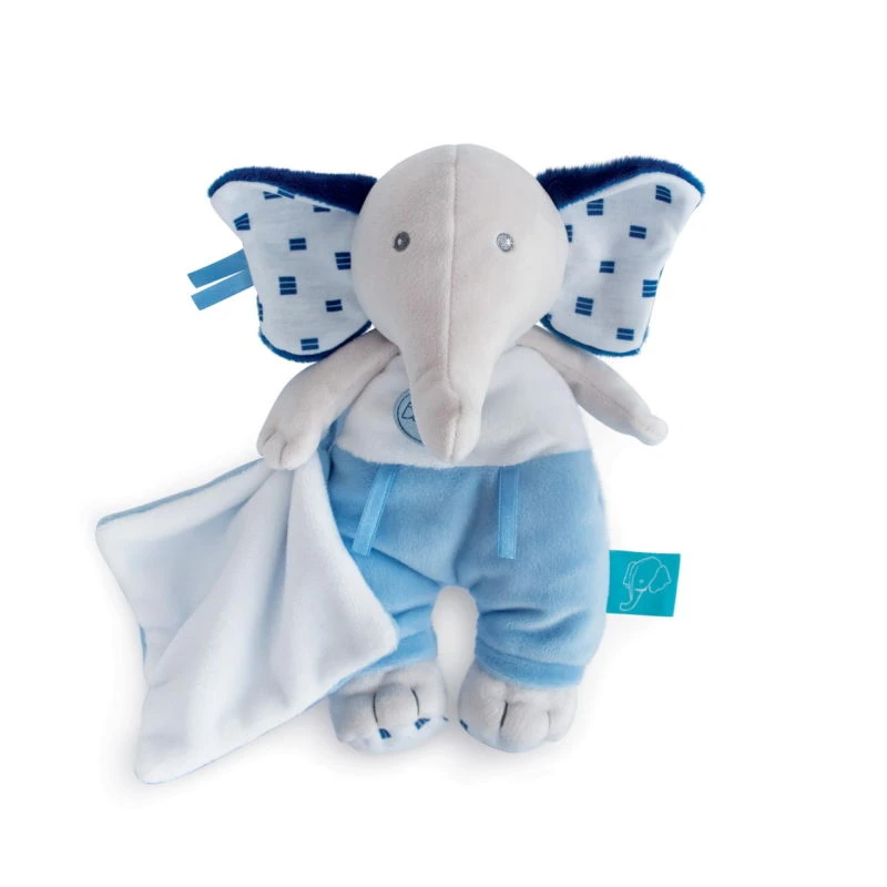 Baby'Nat - Edgar Et Eglantine - Peluche Avec Mouchoir éléphant Bleu 23 Cm 2 Baby'Nat - Edgar Et Eglantine - Peluche Avec Mouchoir éléphant Bleu 23 Cm – Image 2
