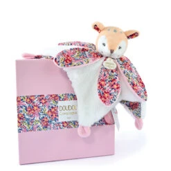 Doudou Et Compagnie - Boh'Aime - Doudou Plat Pétale Biche Rose Blanc 27 Cm