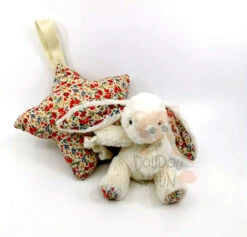 Jellycat - Boîte à Musique - Bashful Lapin Blanc Fleur Liberty 30 Cm