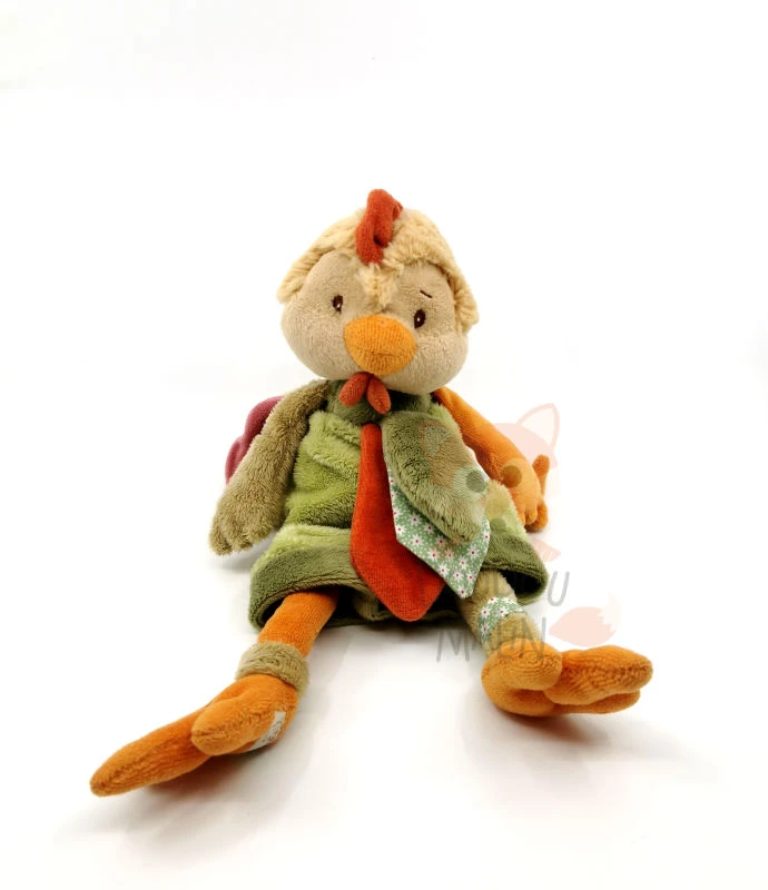Bukowski - Peluche Doudou Coq Vert Orange Beige 30 Cm 1 Bukowski - Peluche Doudou Coq Vert Orange Beige 30 Cm