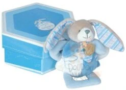 Doudou Et Compagnie Collection Célestin Le Malin Lapin Bleu Gris Hochet