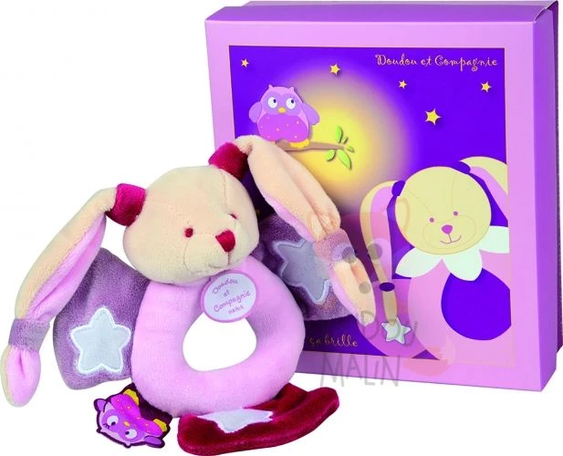 Doudou Et Compagnie Collection Chouette ça Brille Hochet Lapin Rose Blanc étoile 1 Doudou Et Compagnie Collection Chouette ça Brille Hochet Lapin Rose Blanc étoile
