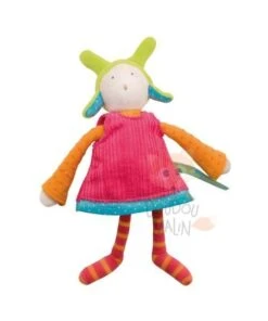 Moulin Roty Collection Colette Et Pinpin Hochet Doudou Poupée Rose Orange Vert Bleu