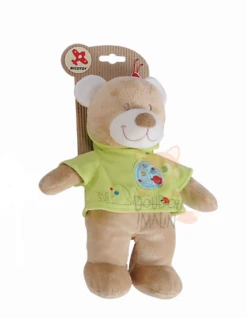 Nicotoy Copains Des Bois Peluche Ours Vert Oiseau 25 Cm