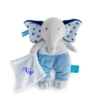 Baby'Nat - Edgar Et Eglantine - Peluche Avec Mouchoir éléphant Bleu 23 Cm