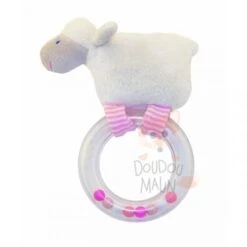 Moulin Roty Doudou Hochet Collection Lila Mouton Rose Beige