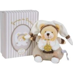 Doudou Et Compagnie Graines De Doudou Hochet Ours Blanc Gris Marron