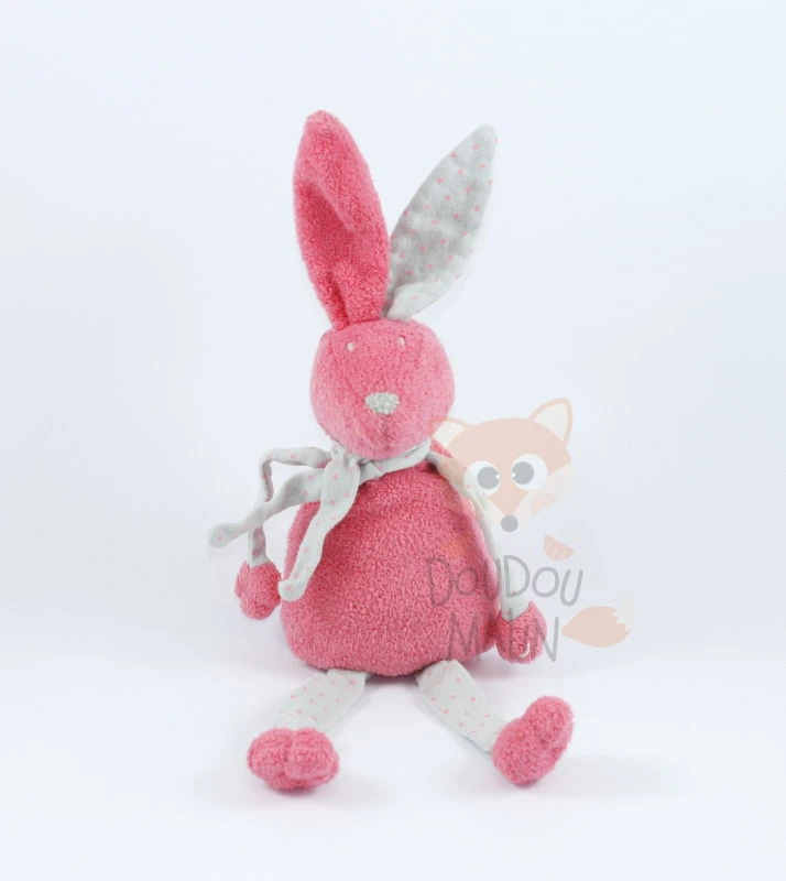 Bout'chou Doudou Lapin Rose Gris étoile 1 Bout'chou Doudou Lapin Rose Gris étoile