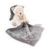 Baby'Nat - Layette - Peluche Avec Doudou Ours Blanc Gris 30 Cm