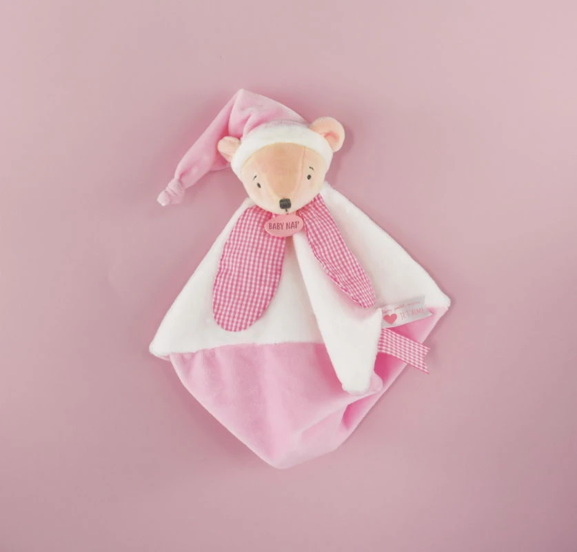Baby'Nat - Layette - Doudou Plat Ours Blanc Rose 25 Cm 1 Baby'Nat - Layette - Doudou Plat Ours Blanc Rose 25 Cm