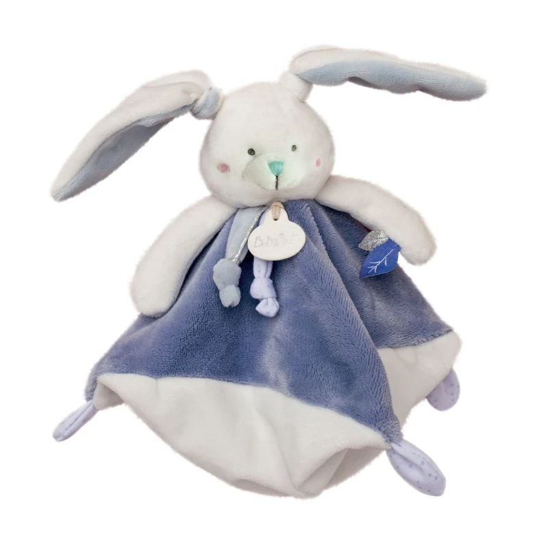 Baby'Nat - Les Layettes - Doudou Plat Lapin Blanc Bleu 25 Cm 1 Baby'Nat - Les Layettes - Doudou Plat Lapin Blanc Bleu 25 Cm