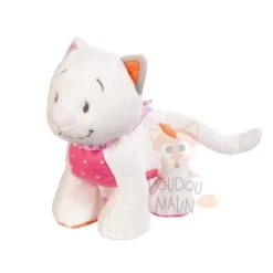 Noukie's Iris & Babette Maxi Peluche Chat Célia Blanc Orange Rose 40 Cm