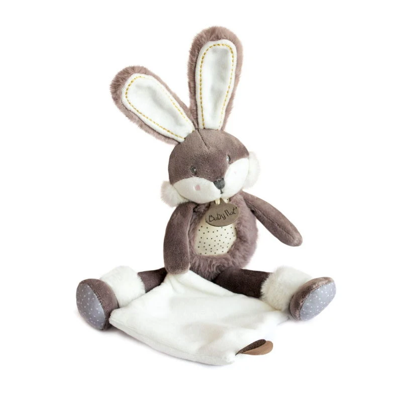 Baby'Nat - Papuche Le Lapin Doudou Mouchoir Marron Blanc 30 Cm 2 Baby'Nat - Papuche Le Lapin Doudou Mouchoir Marron Blanc 30 Cm – Image 2