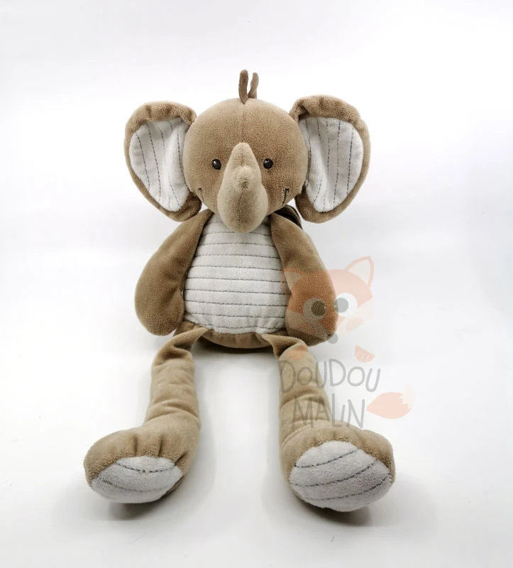 Nicotoy - Peluche Doudou éléphant Beige Gris 40 Cm 1 Nicotoy - Peluche Doudou éléphant Beige Gris 40 Cm