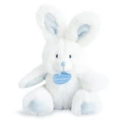 Doudou Et Compagnie - Mini Peluche Hochet Lapin Bleu Blanc