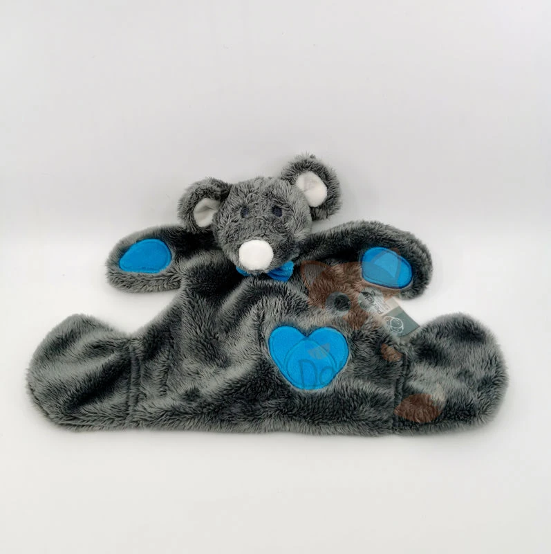 Pericles - Doudou Plat Souris Gris Bleu Coeur 20 Cm 1 Pericles - Doudou Plat Souris Gris Bleu Coeur 20 Cm