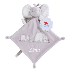 Nicotoy Doudou Plat Fiffan L'éléphant Gris 25 Cm