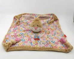 Sigikid - Doudou Plat Lapin Rose Marron Fleur 40 Cm