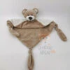 Carré Blanc - Doudou Plat Ours Marron Beige 40 Cm