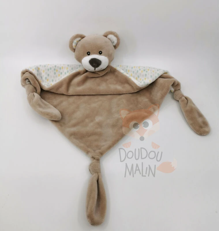 Carré Blanc - Doudou Plat Ours Marron Beige 40 Cm 1 Carré Blanc - Doudou Plat Ours Marron Beige 40 Cm