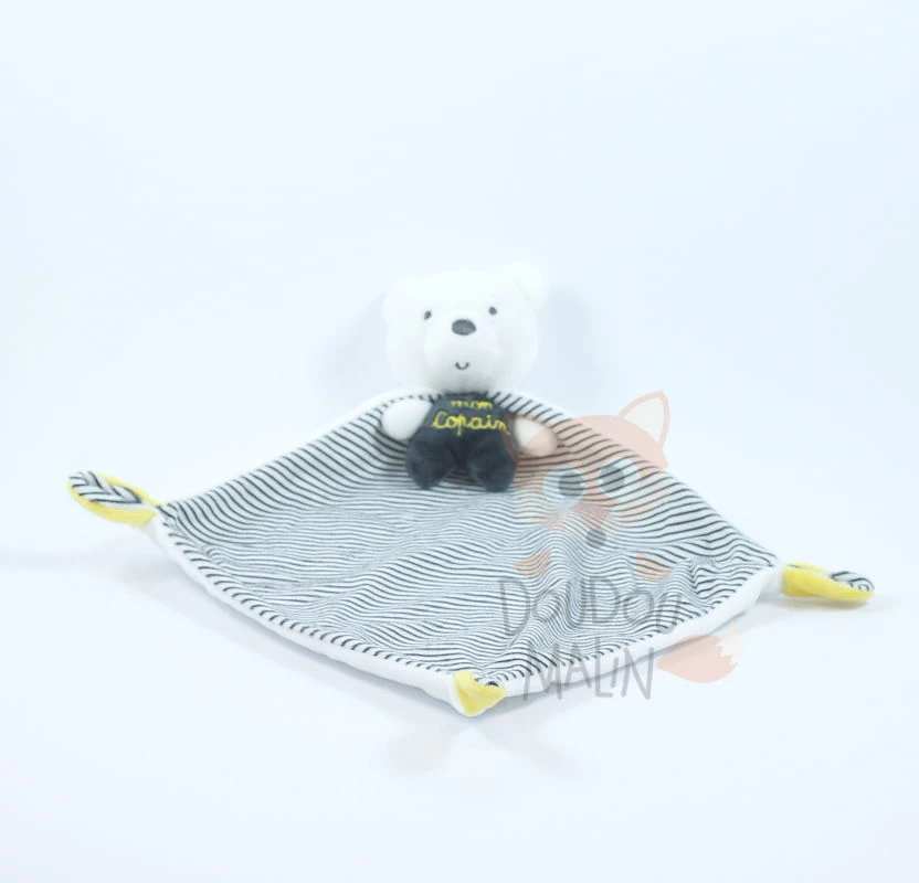 Mots D'enfants Doudou Plat Ours Mon Copain Blanc Gris Jaune 1 Mots D'enfants Doudou Plat Ours Mon Copain Blanc Gris Jaune