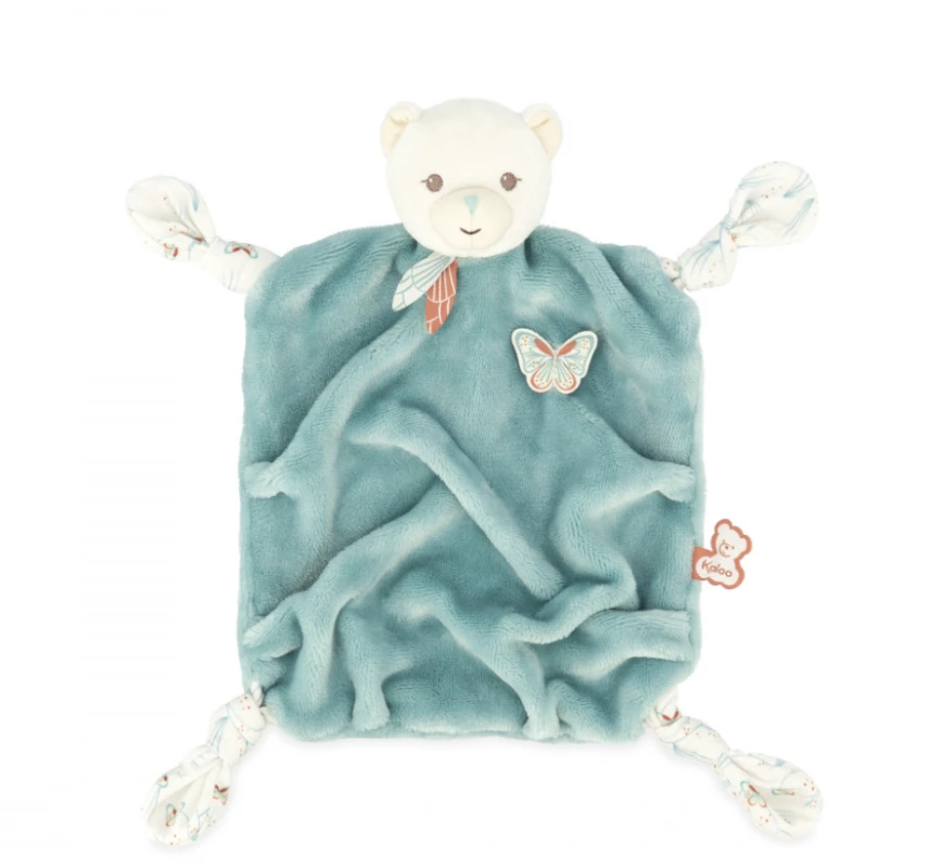 Kaloo - Plume - Doudou Plat Ours Bleu Vert Papillon 26 Cm 1 Kaloo - Plume - Doudou Plat Ours Bleu Vert Papillon 26 Cm