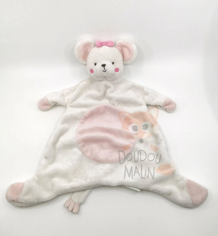 Kimbaloo Doudou Souris Plat Blanc Rose 40 Cm 1 Kimbaloo Doudou Souris Plat Blanc Rose 40 Cm
