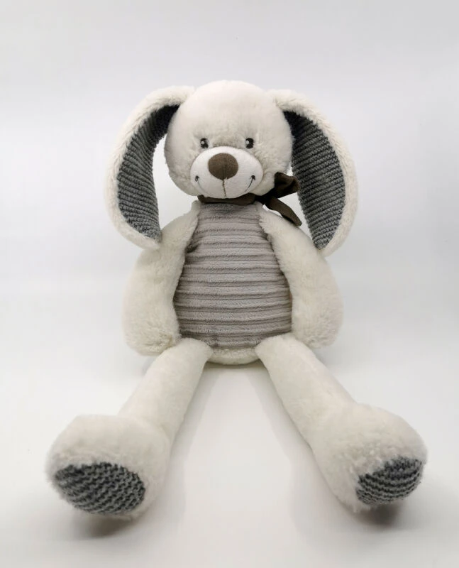 Tape à L'oeil - Peluche Doudou Lapin Beige Blanc Gris écharpe 40 Cm 1 Tape à L'oeil - Peluche Doudou Lapin Beige Blanc Gris écharpe 40 Cm