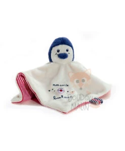 Terre De Marins Doudou Plat Pingouin Beige Bleu Mon Porte Bonheur