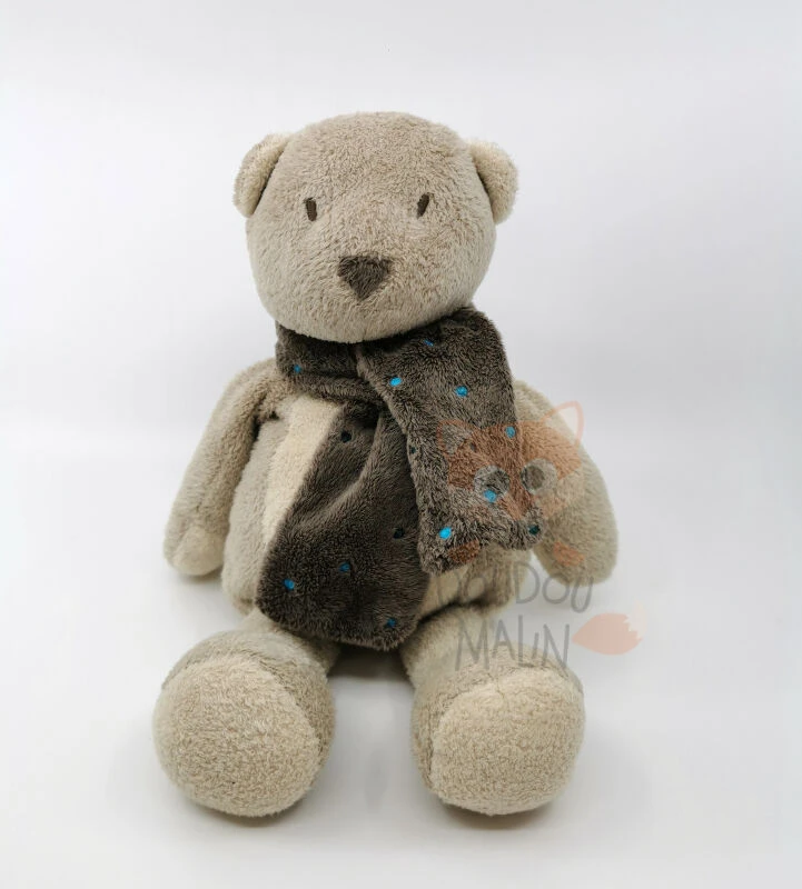 Dimpel - Tibe L'ours - Peluche Brun Beige écharpe 30 Cm 1 Dimpel - Tibe L'ours - Peluche Brun Beige écharpe 30 Cm