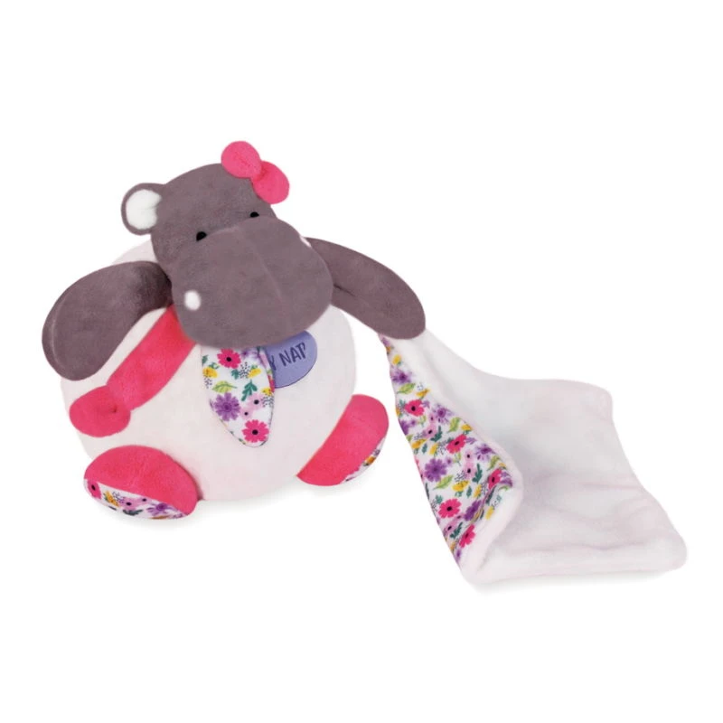 Baby'Nat - Zoé L'hippo - Peluche Avec Doudou Rose Blanc Liberty 18 Cm 1 Baby'Nat - Zoé L'hippo - Peluche Avec Doudou Rose Blanc Liberty 18 Cm